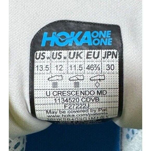 Hoka One One Blue Crescendo MD Running Sneakers Cleats Mens 13.5 Shoes With Tool